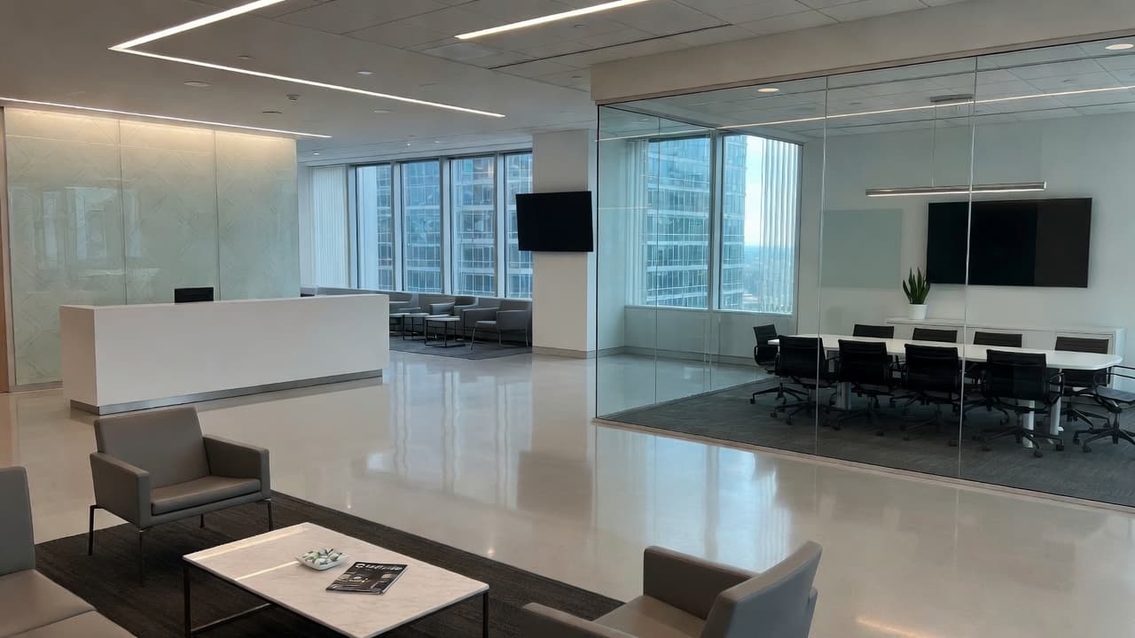 Clean commercial office interior in Toronto after professional cleaning by PCM Cleaning Services